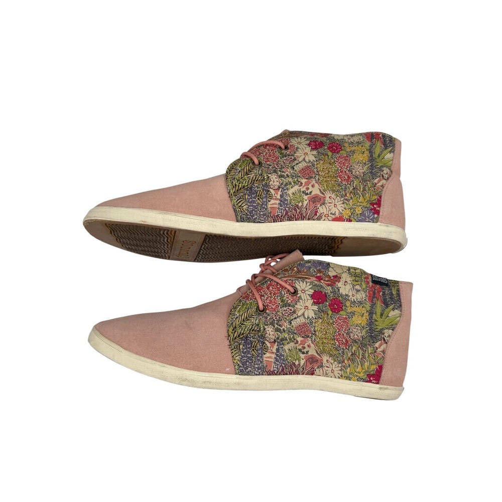 Soludos Floral Derby Garden Party Pink Suede Tapestry High Top Sneakers Size 9 - Picture 4 of 8